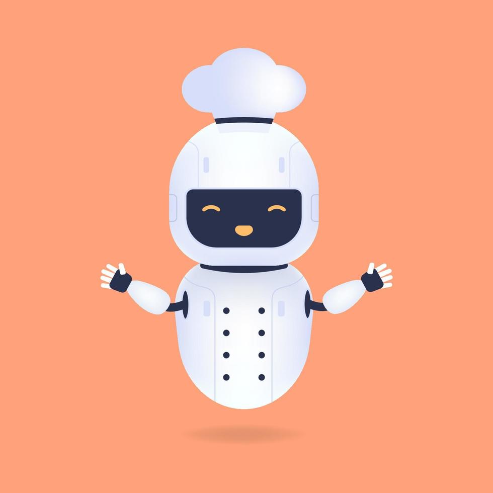 White friendly chef robot. Cooking Robot Artificial Intelligence concept. vector