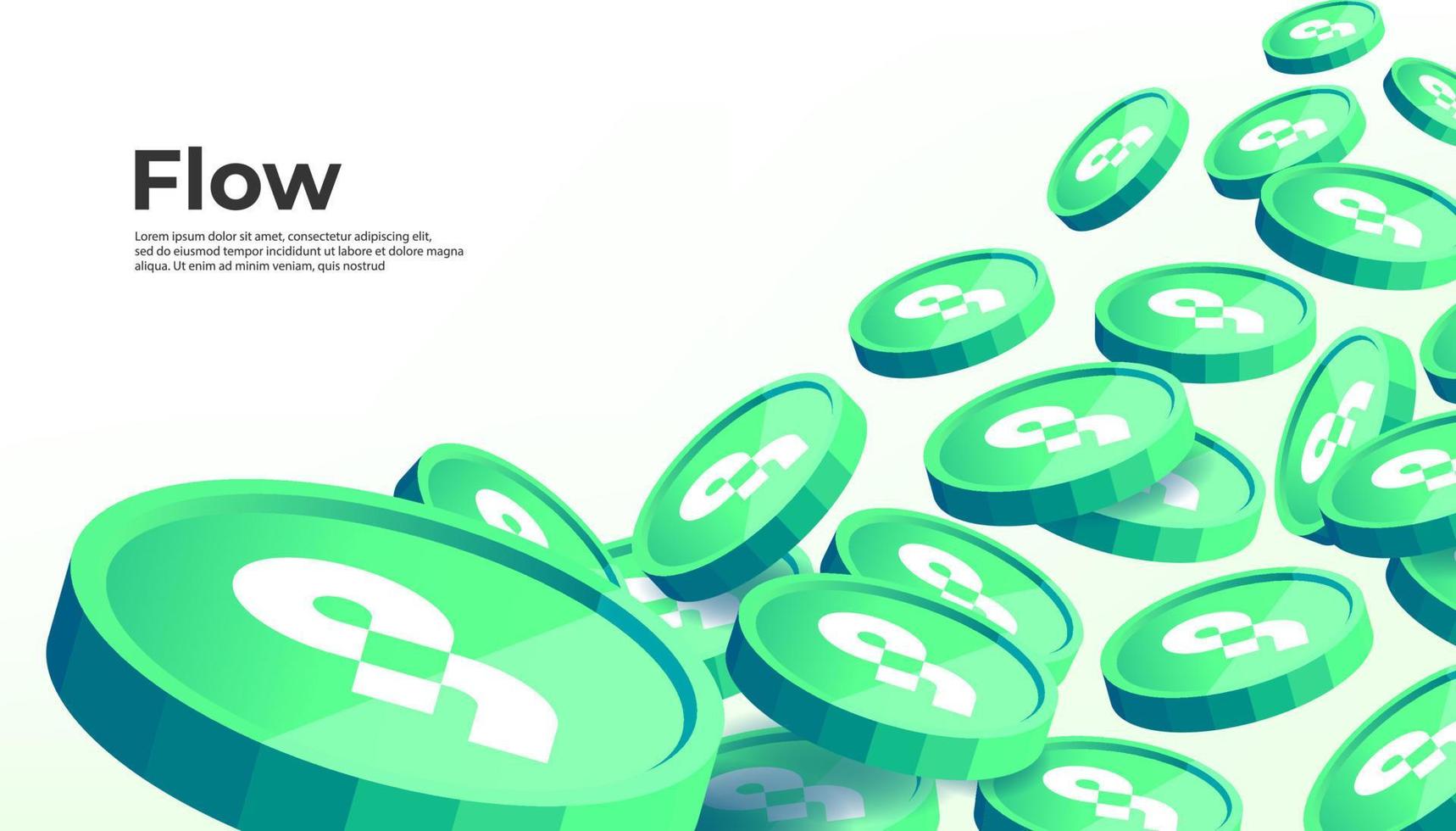 Flow cryptocurrency concept banner background. vector