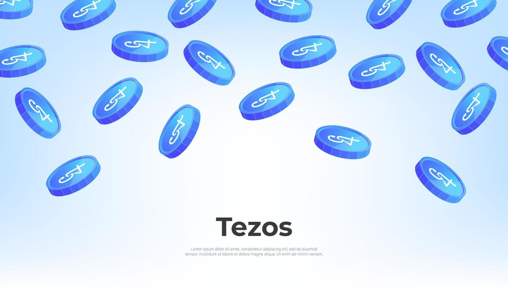 Tezos coin falling from the sky. XTZ cryptocurrency concept banner background. vector
