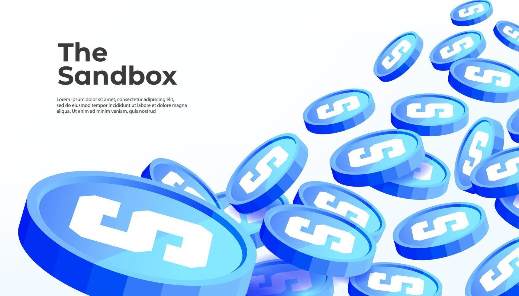 The Sandbox SAND cryptocurrency concept banner background. vector