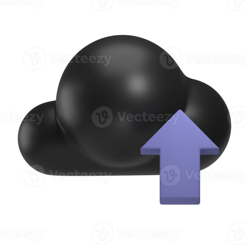 black cloud upload 3d icon png