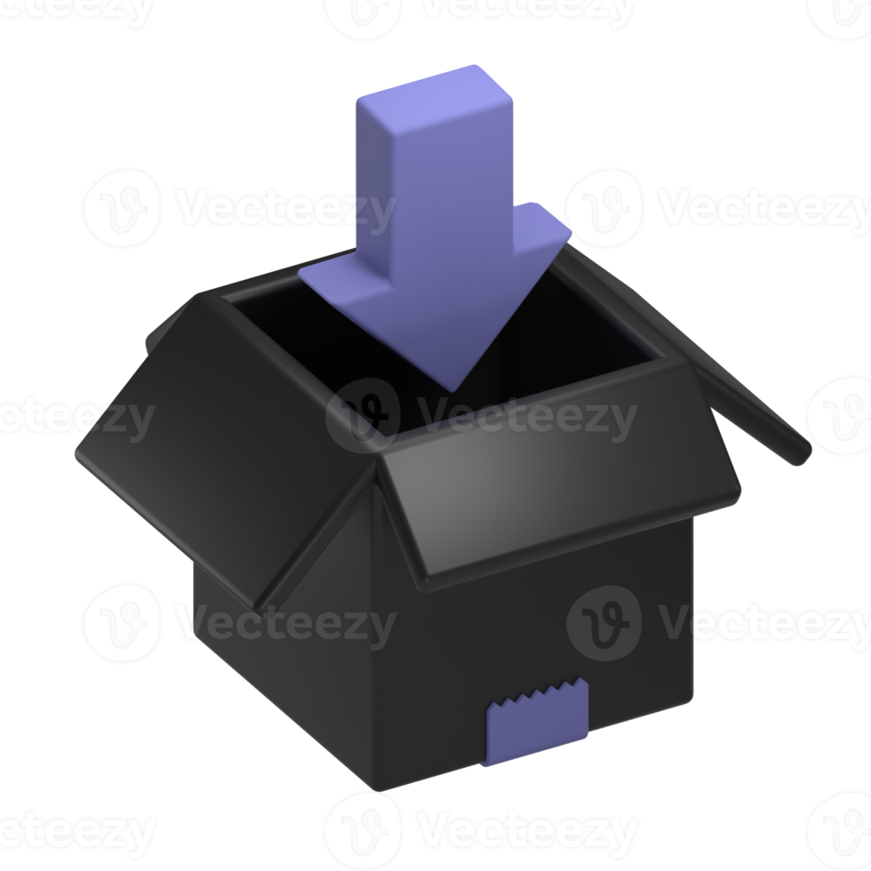 icono 3d de descarga de almacenamiento negro png