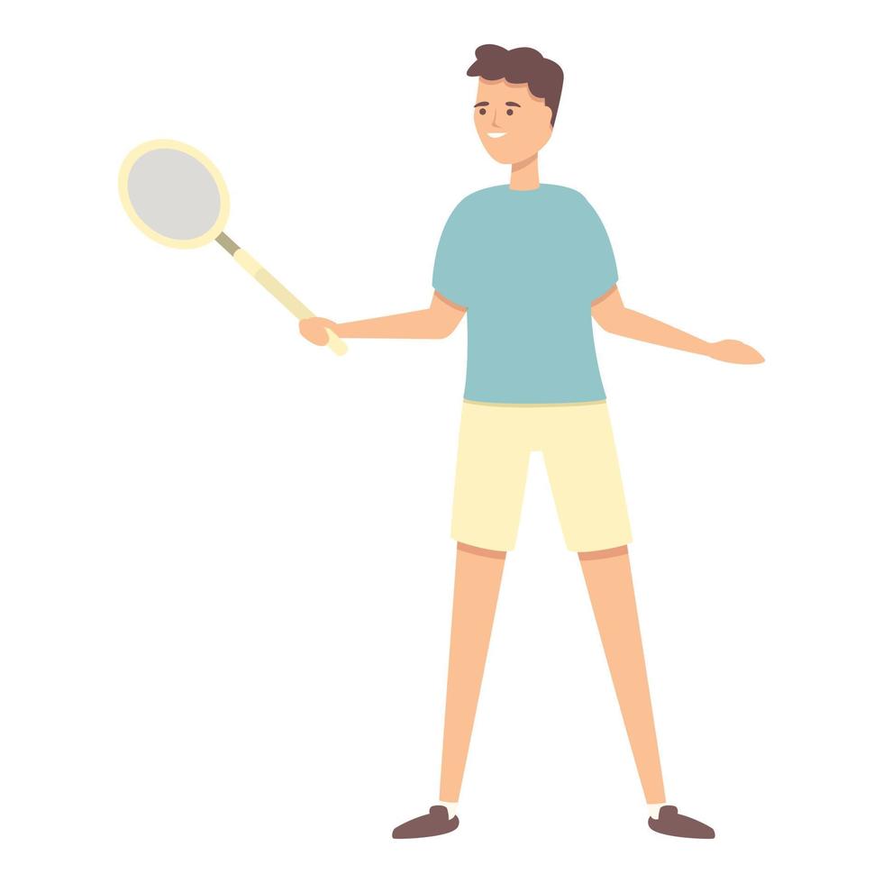 Badminton play icon cartoon vector. Sport exercise vector