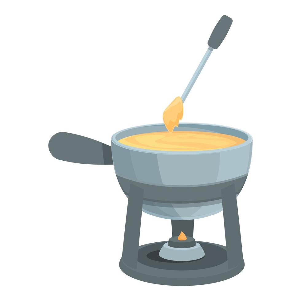 Melted fondue icon cartoon vector. Cheese food vector