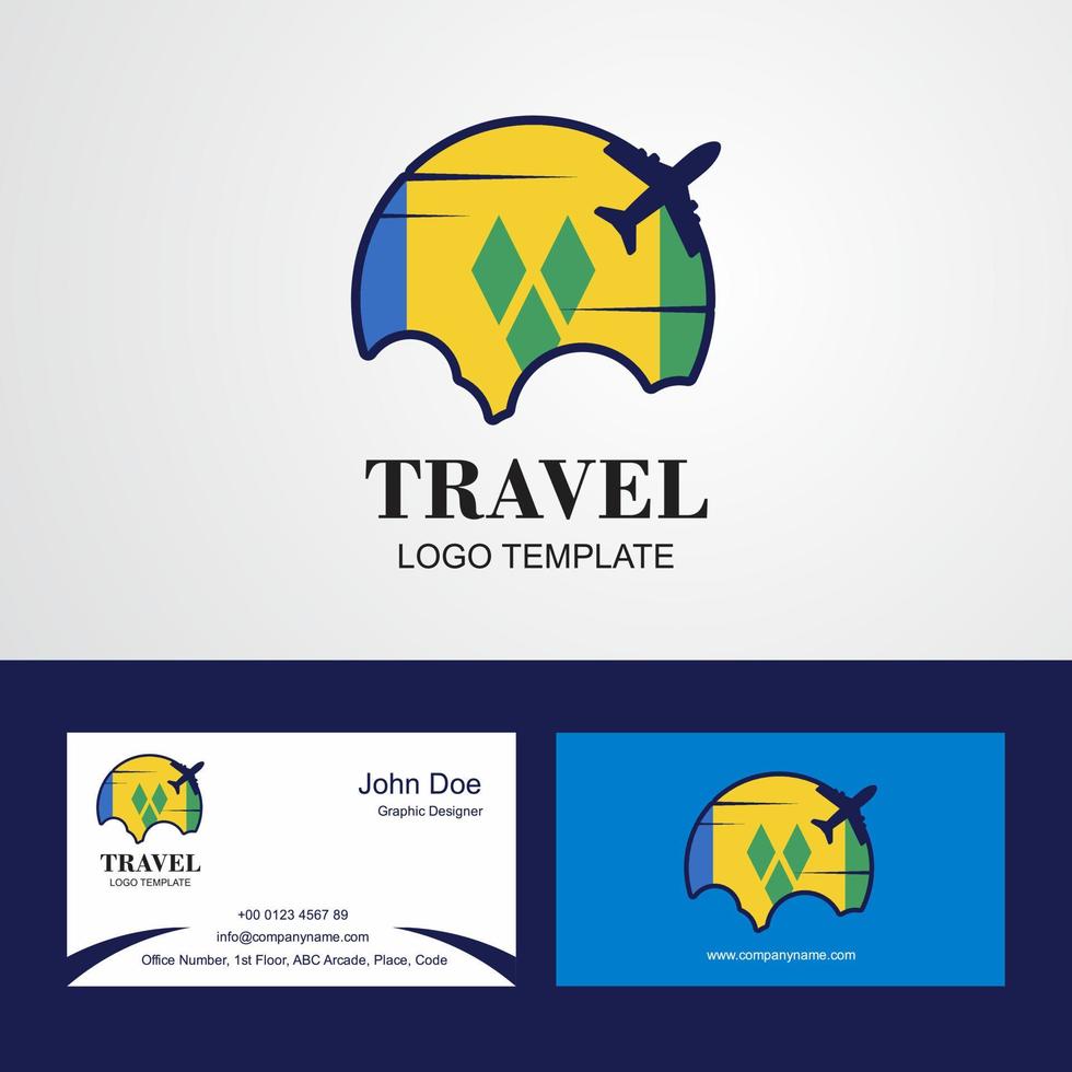 Travel Saint Vincent and Grenadines Flag Logo and Visiting Card Design vector