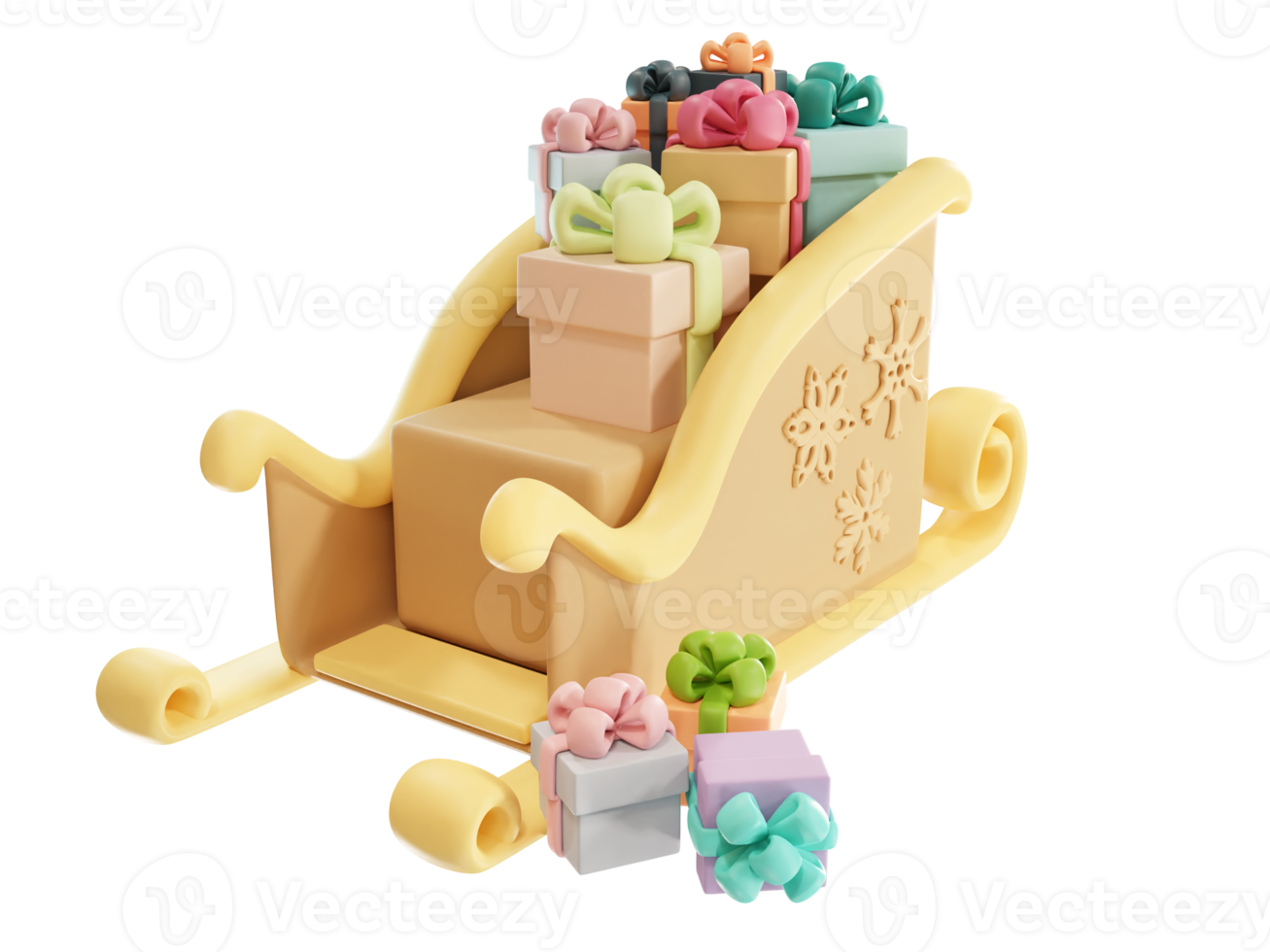 Christmas sleigh with gifts 3D illustration png