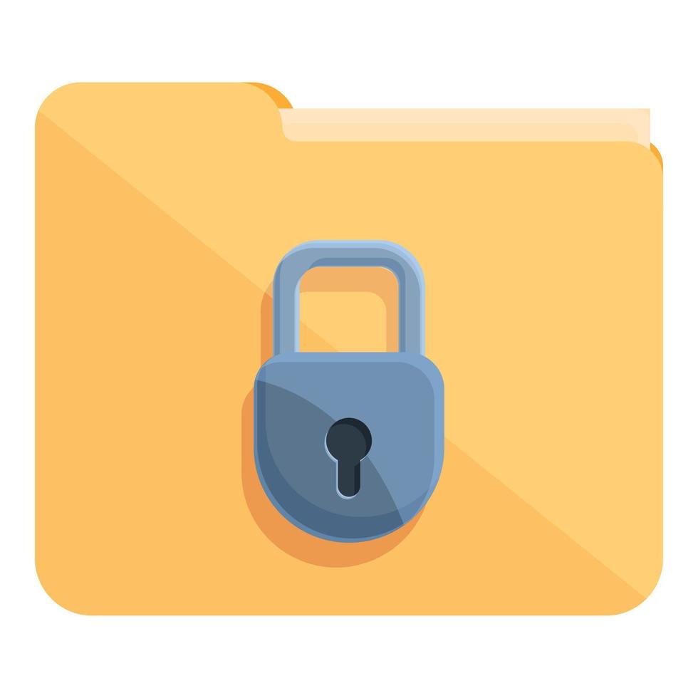 Folder password protection icon, cartoon style vector