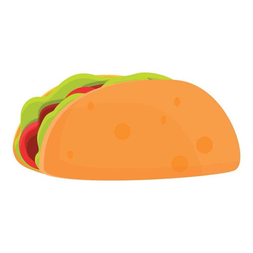 Takeaway taco icon, cartoon style vector