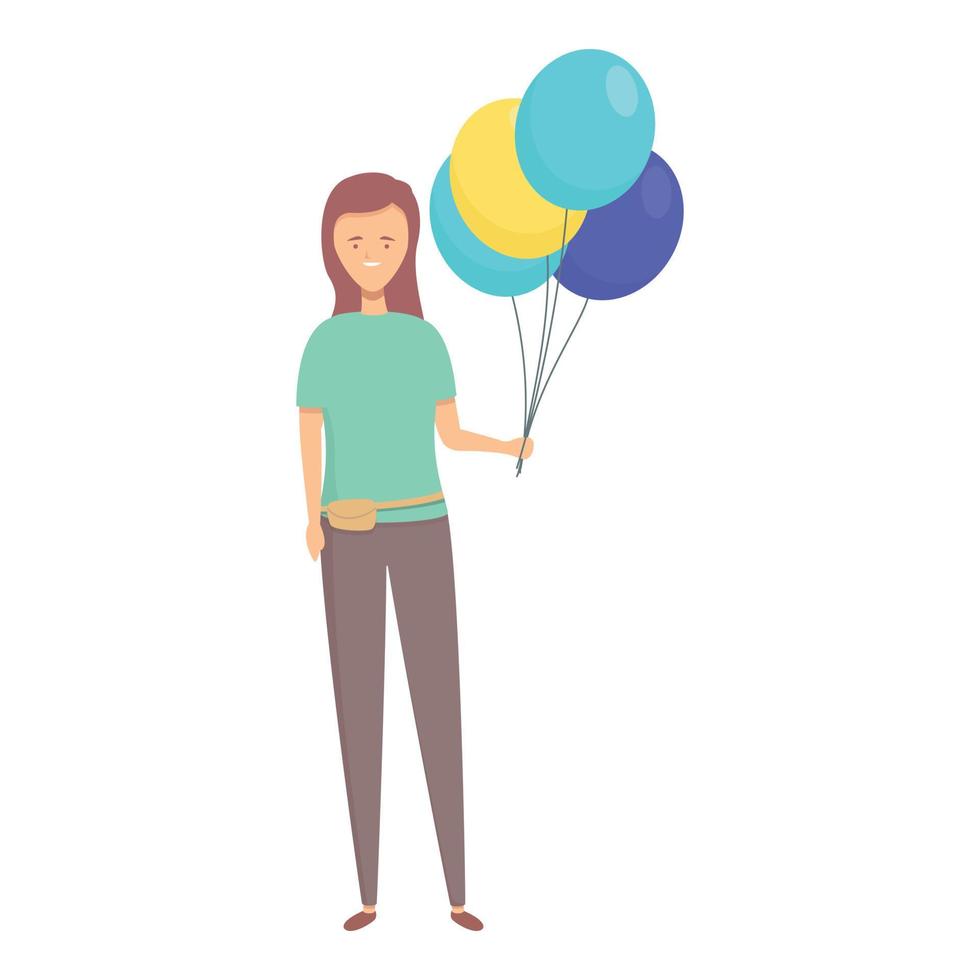 Woman balloon seller icon cartoon vector. Street shop. vector