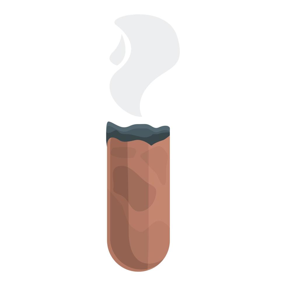 vector de dibujos animados de icono de cigarro medio ardiente. humo de cigarro