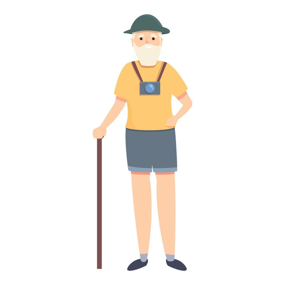 Senior retirement travel icon cartoon vector. Old man vector