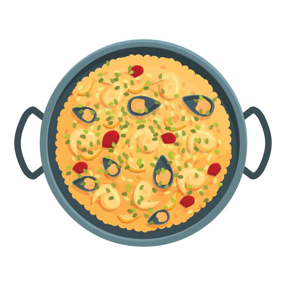 Paella cuisine icon cartoon vector. Spanish food vector