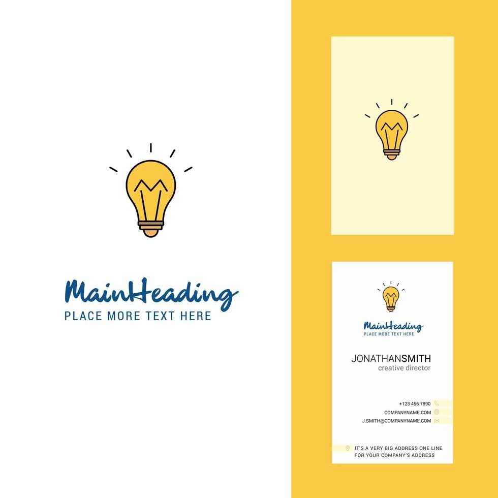 Bulb Creative Logo and business card vertical Design Vector