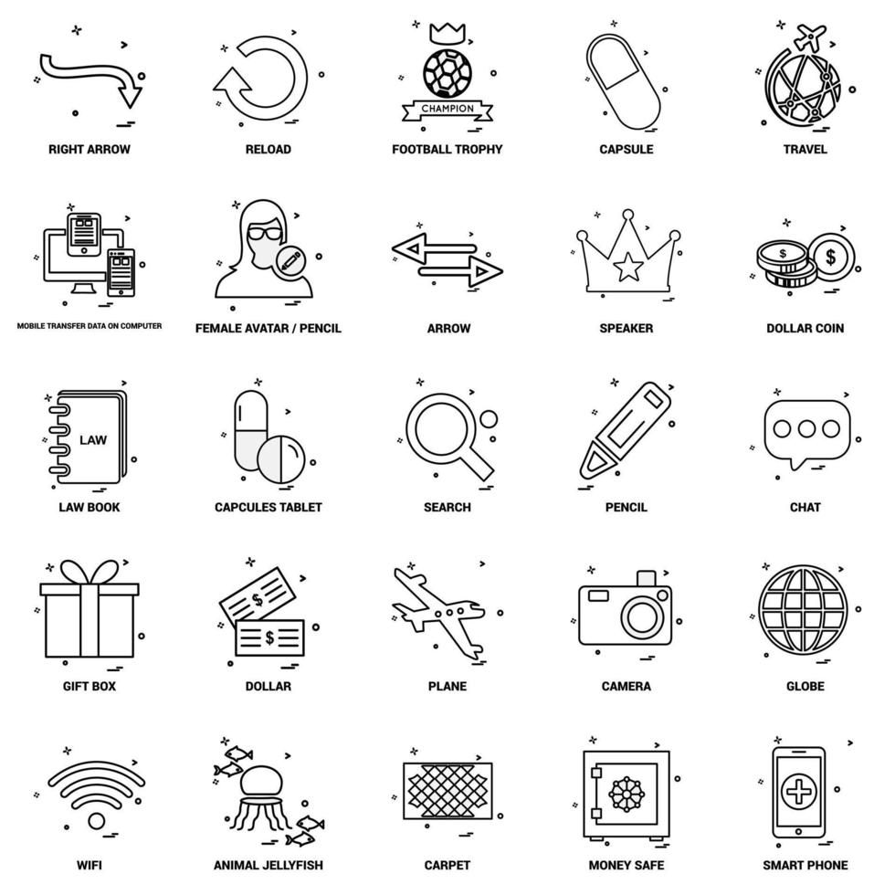 25 Business Concept Mix Line Icon set vector