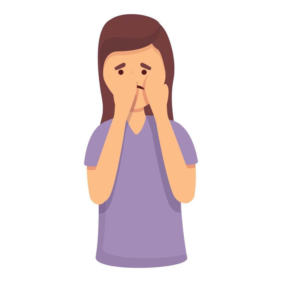 Woman crying icon cartoon vector. Panic stress vector