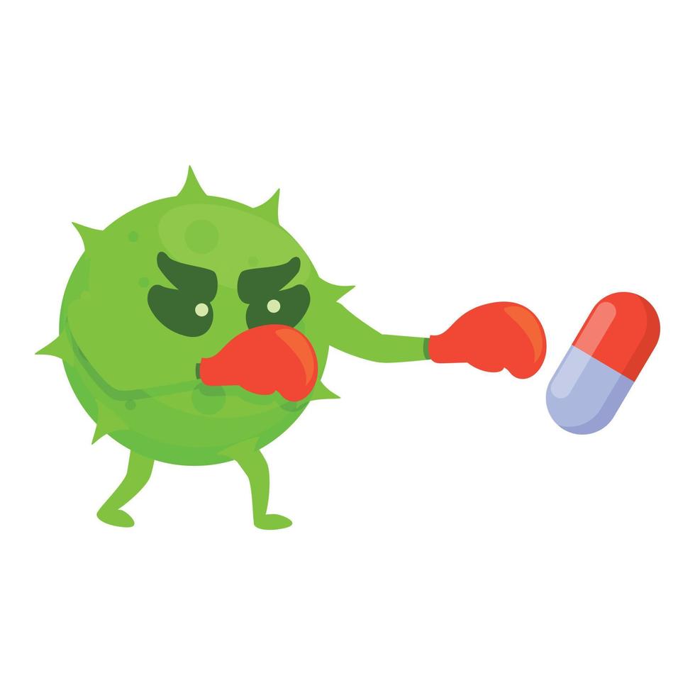 Boxing antibiotic resistance icon, cartoon style vector