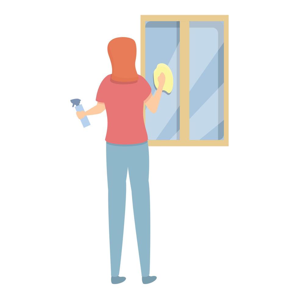 Window cleaning icon cartoon vector. Woman housewife vector