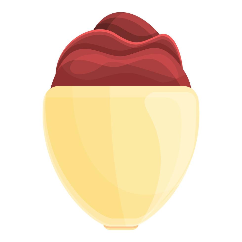 icono de helado de chocolate oscuro, estilo de dibujos animados vector