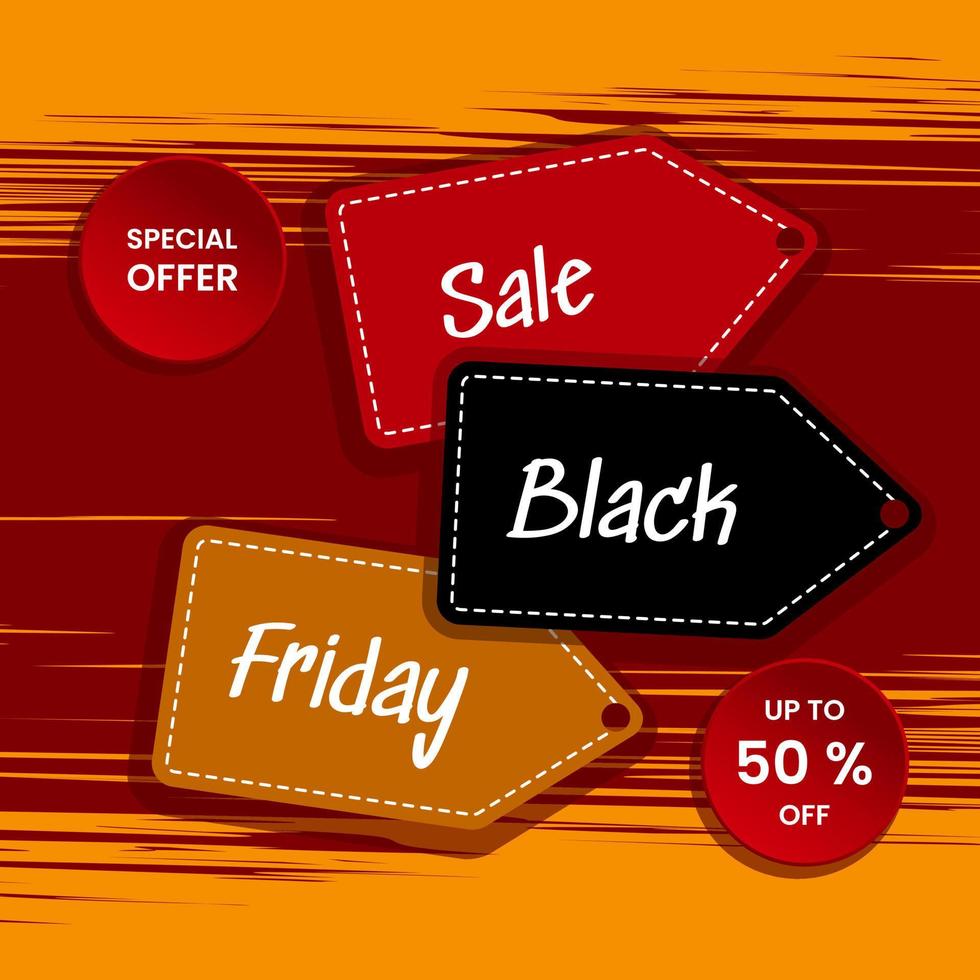 Black Friday promotion design template. Simple design with white typography and price tag. Use for flyer, banner, promotion, advertising, web, social and fashion ads vector