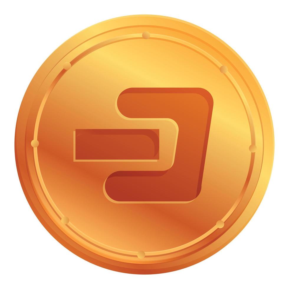 Dash cryptocurrency icon, cartoon style vector