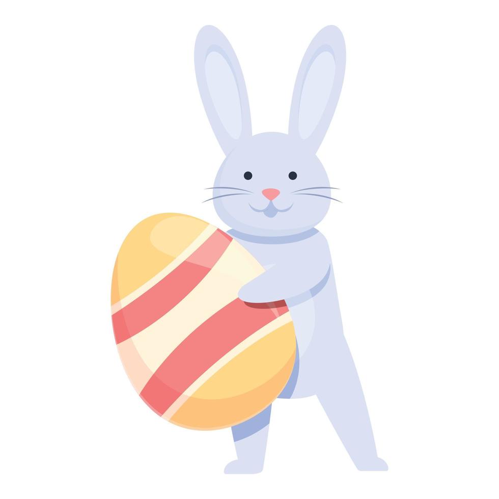 Bunny with big egg icon cartoon vector. Cute rabbit vector