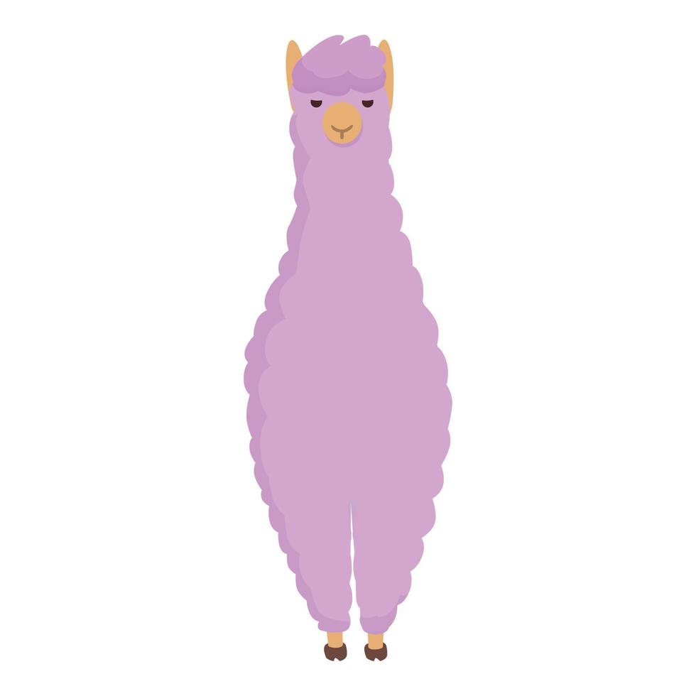 Violet lama icon cartoon vector. Cute animal vector