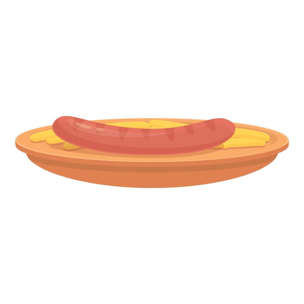 Grilled sausage icon cartoon vector. Food cuisine vector