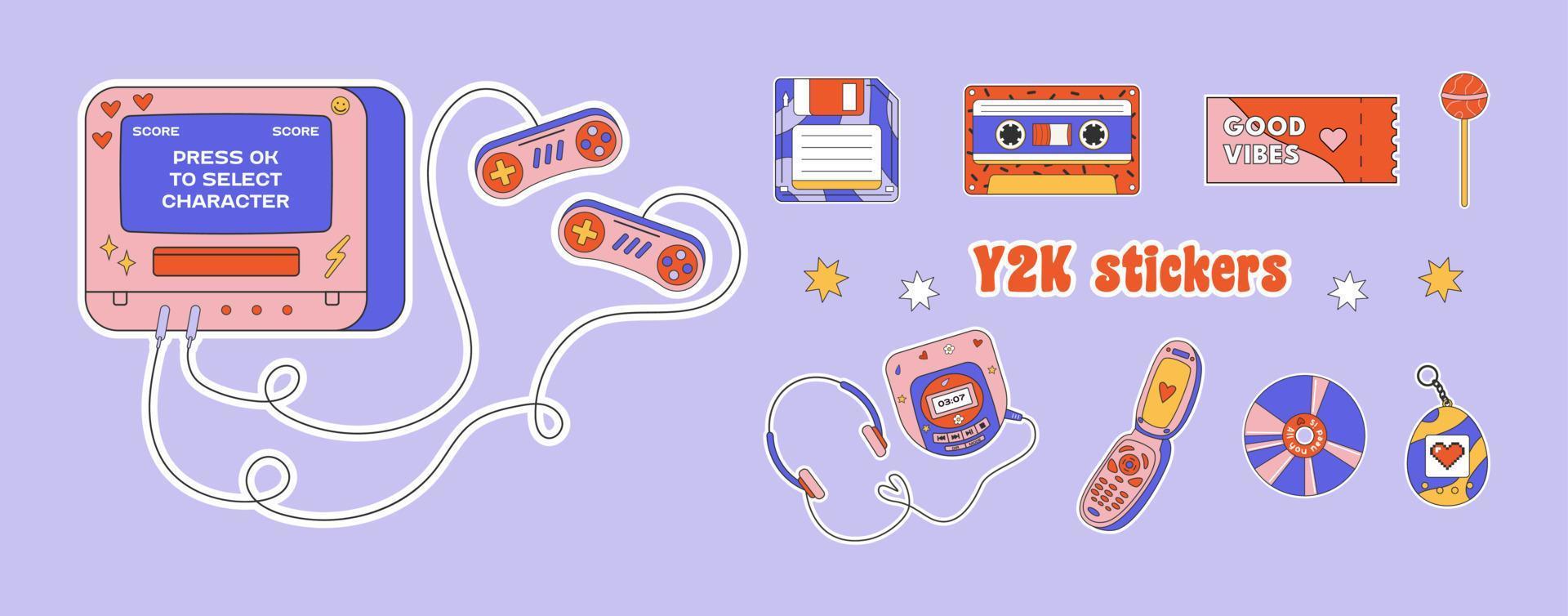 colección de pegatinas y2k vector