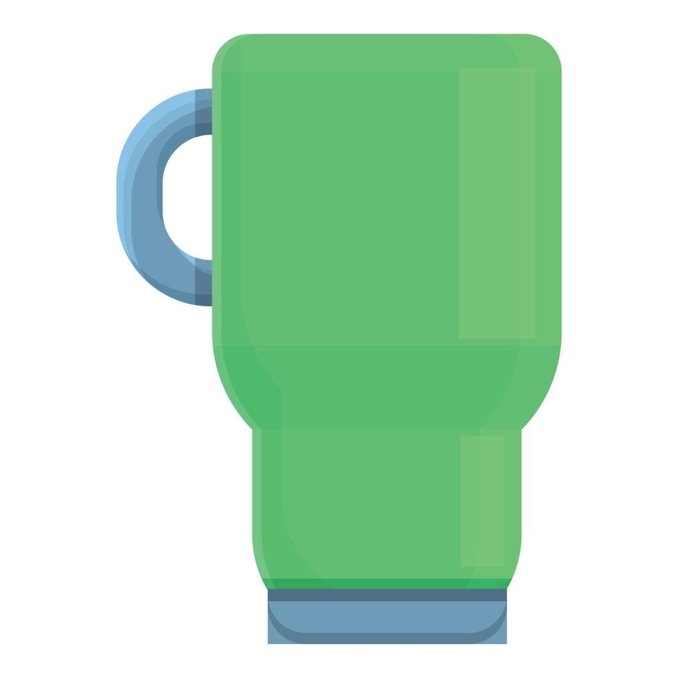 Coffee thermo cup icon, cartoon style vector