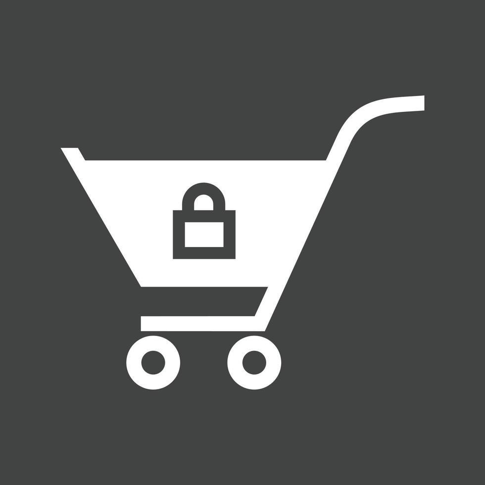 Locked Cart Glyph Inverted Icon vector