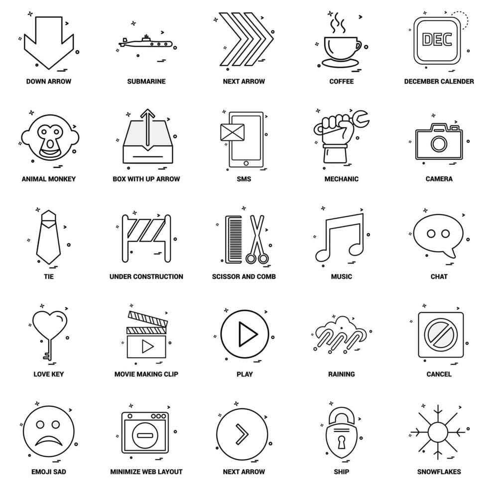 25 Business Concept Mix Line Icon set vector