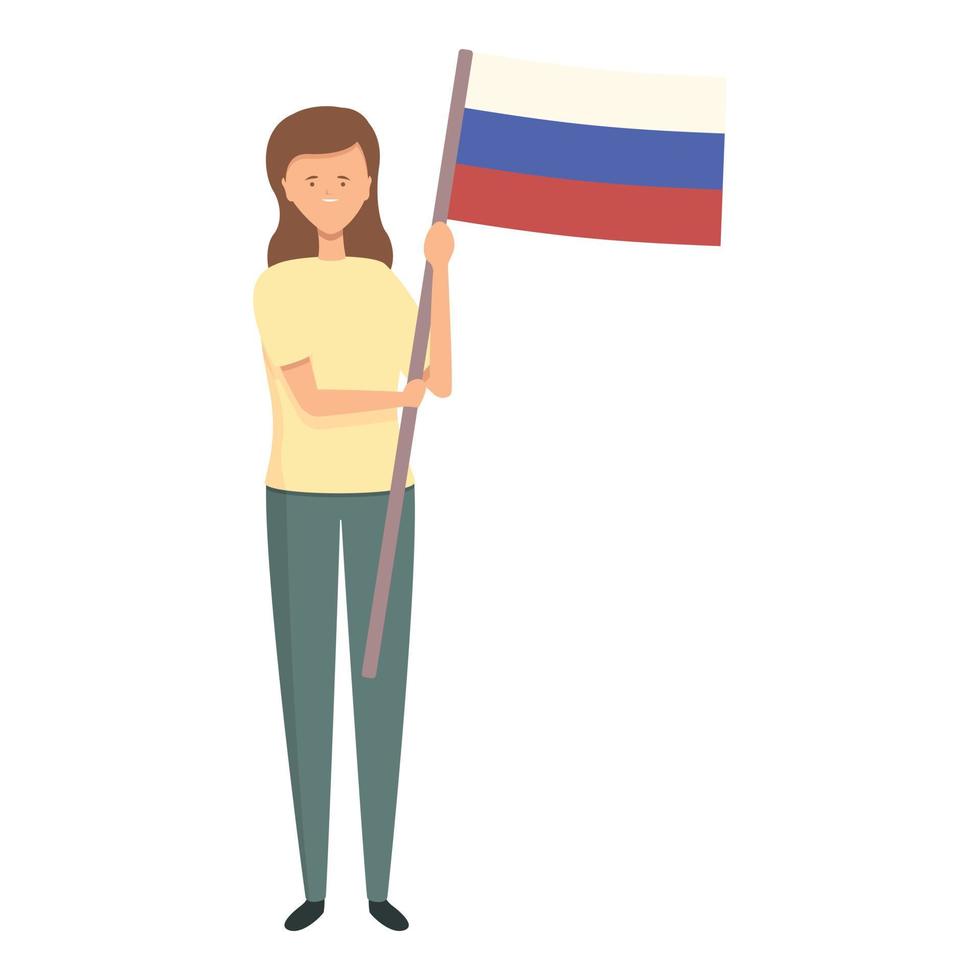 Girl with Russia flag icon cartoon vector. World child vector