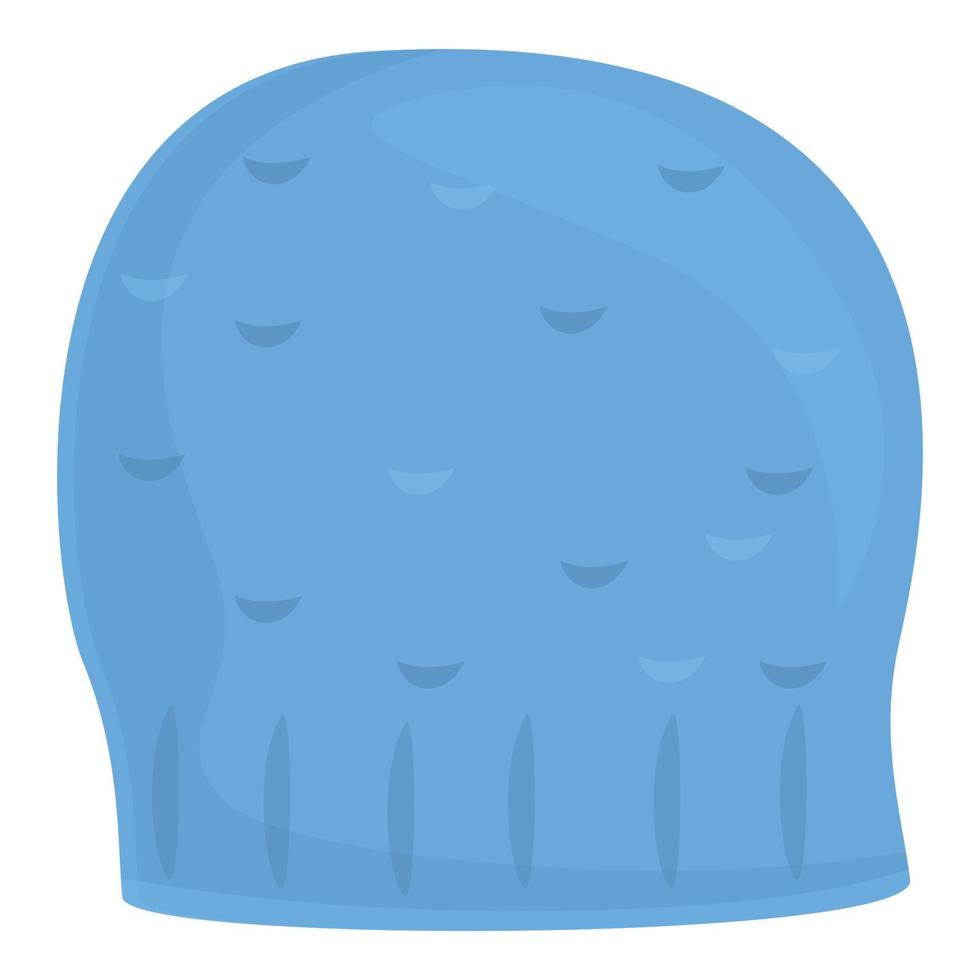 Icono de sombrero de invierno de tejer, estilo de dibujos animados vector