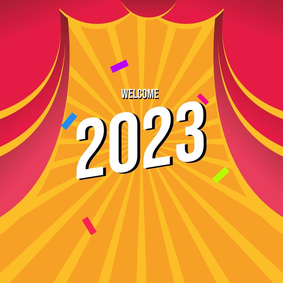 Social media welcome 2023. Greeting card template vector illustration