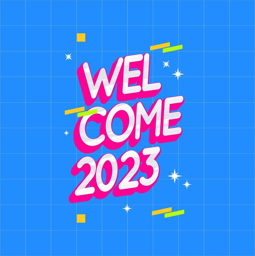 vector illustration of welcome card banner 2023 with blue background