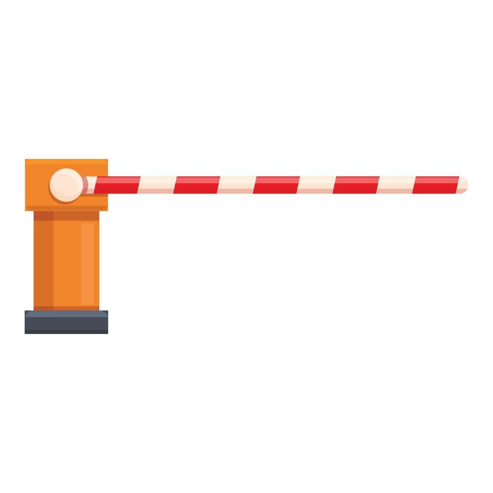 Railroad barrier danger icon, cartoon style vector