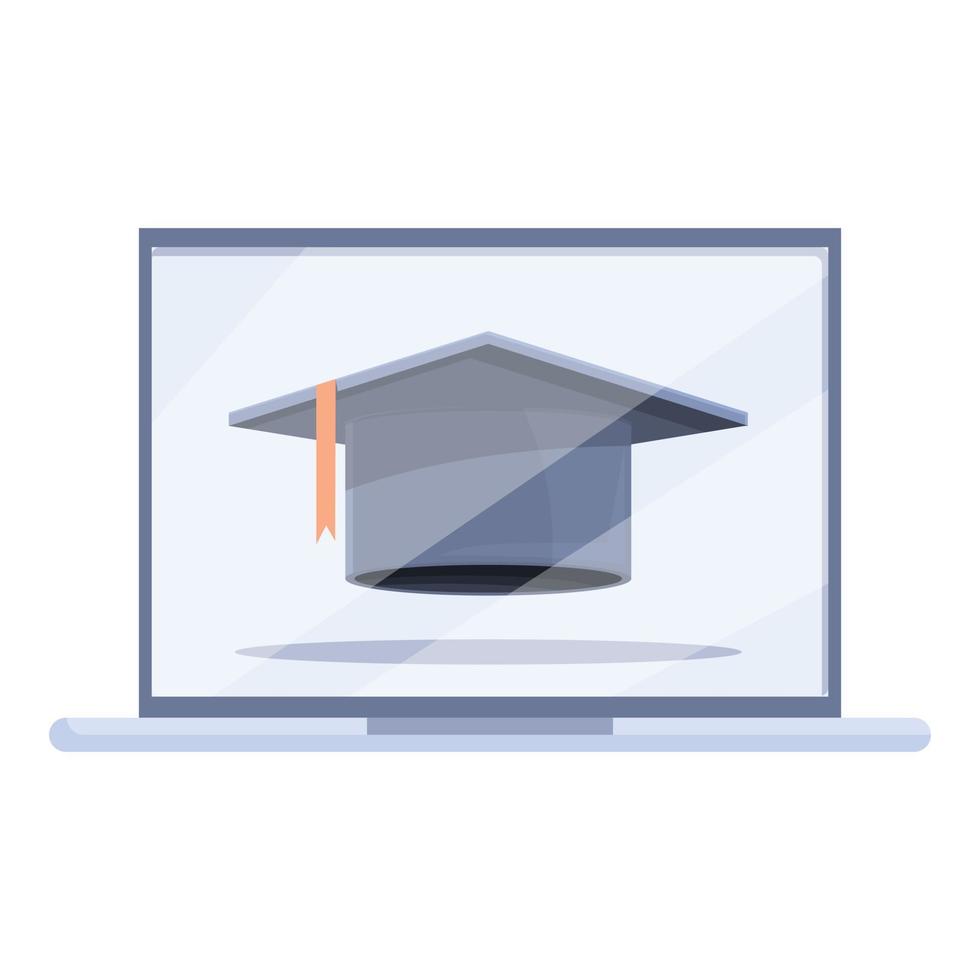 Online exam graduation icon cartoon vector. Computer test vector