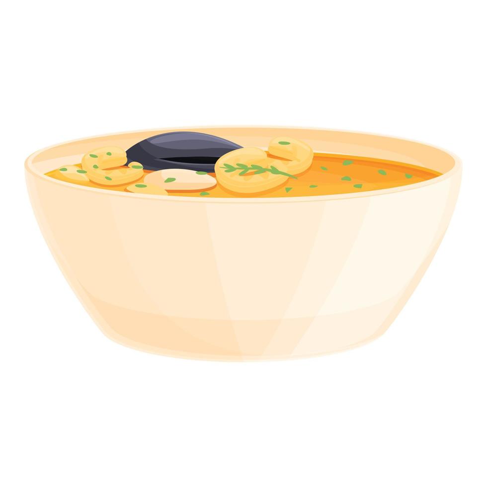 vector de dibujos animados de icono de sopa de marisco. camarones mariscos