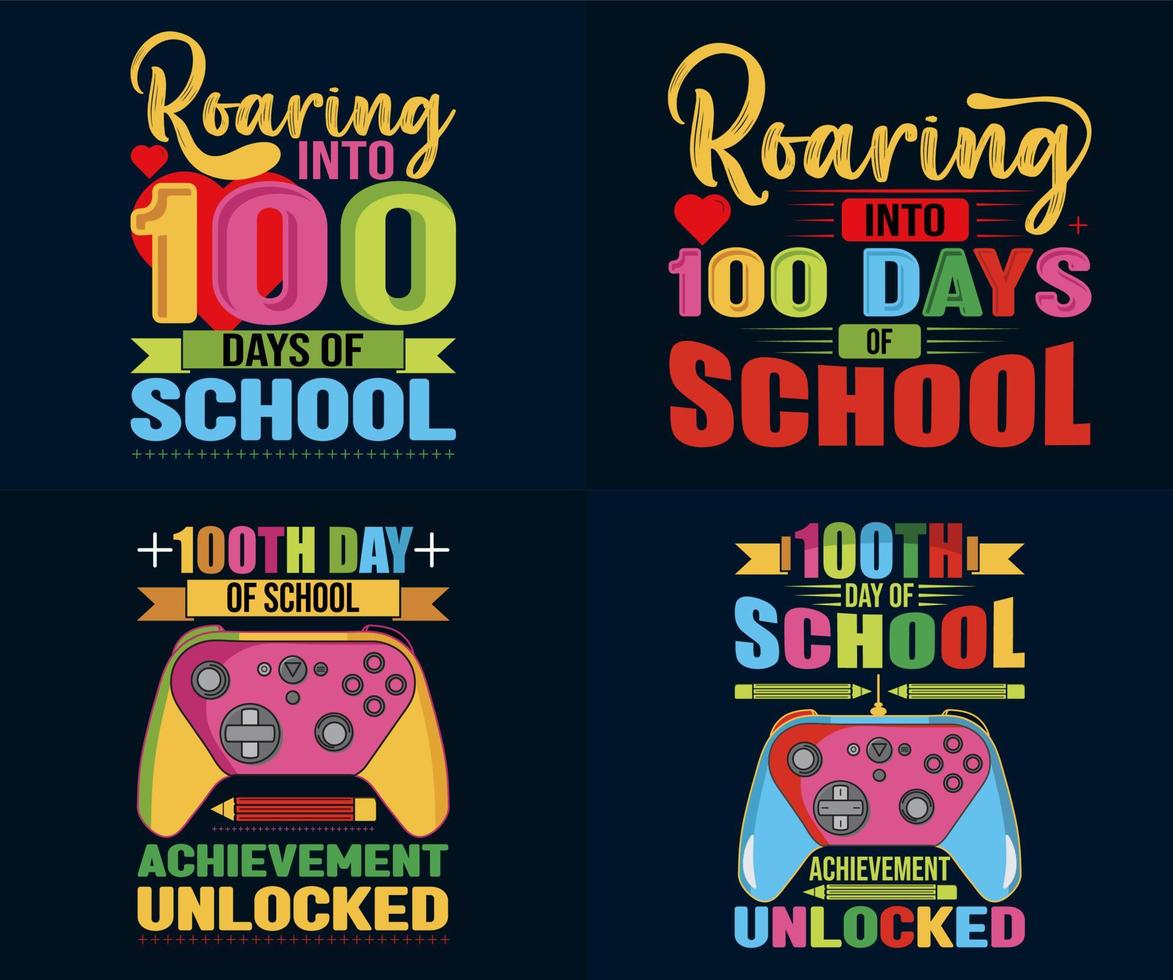 100th day of school Bundle, hundred days t shirt design Set vector