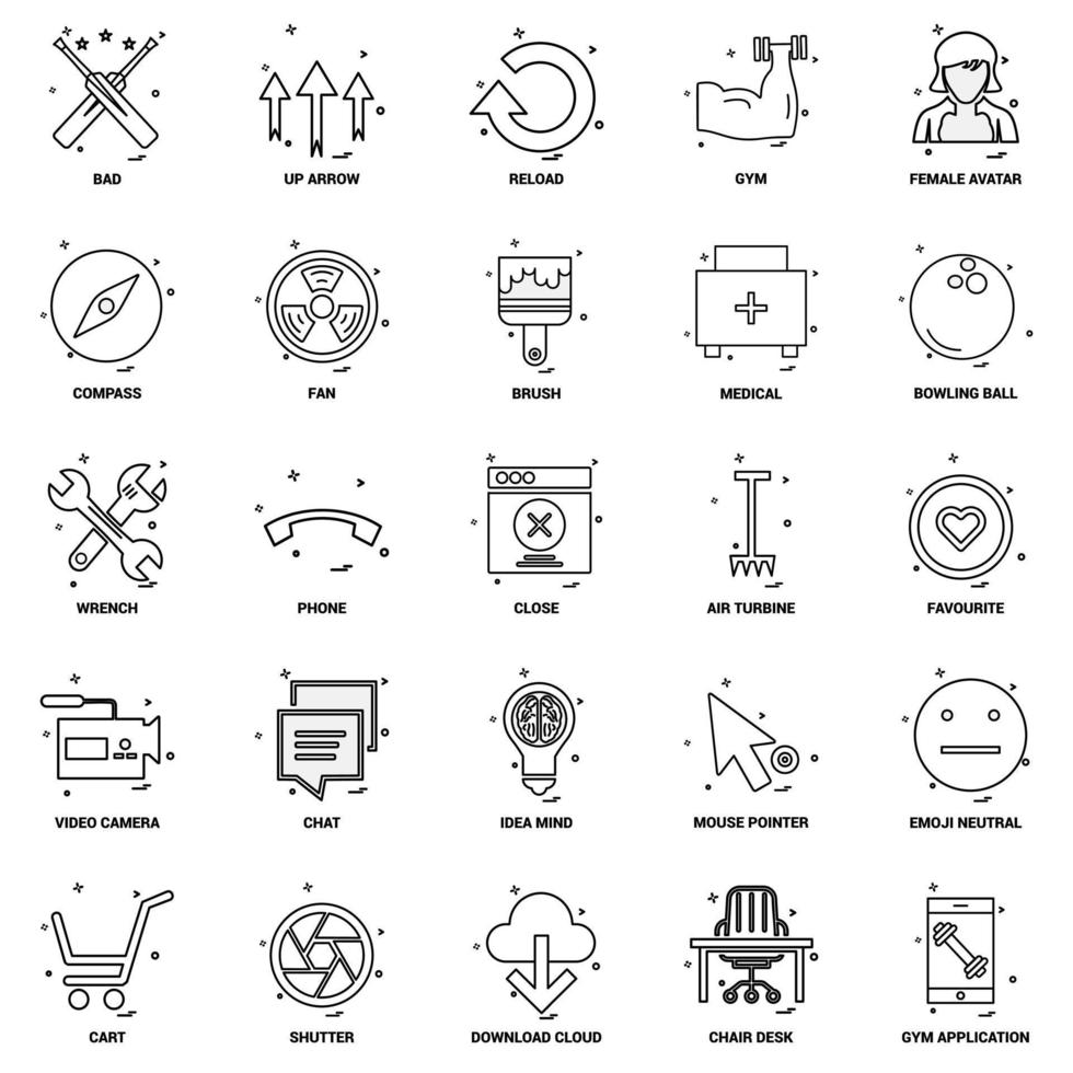 25 conjunto de iconos de línea de mezcla de concepto de negocio vector