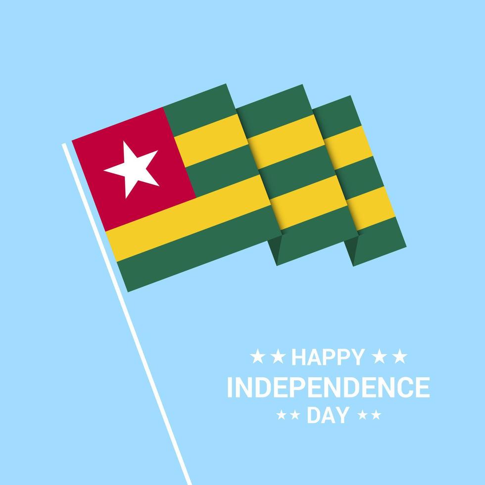 Togo Independence day typographic design with flag vector