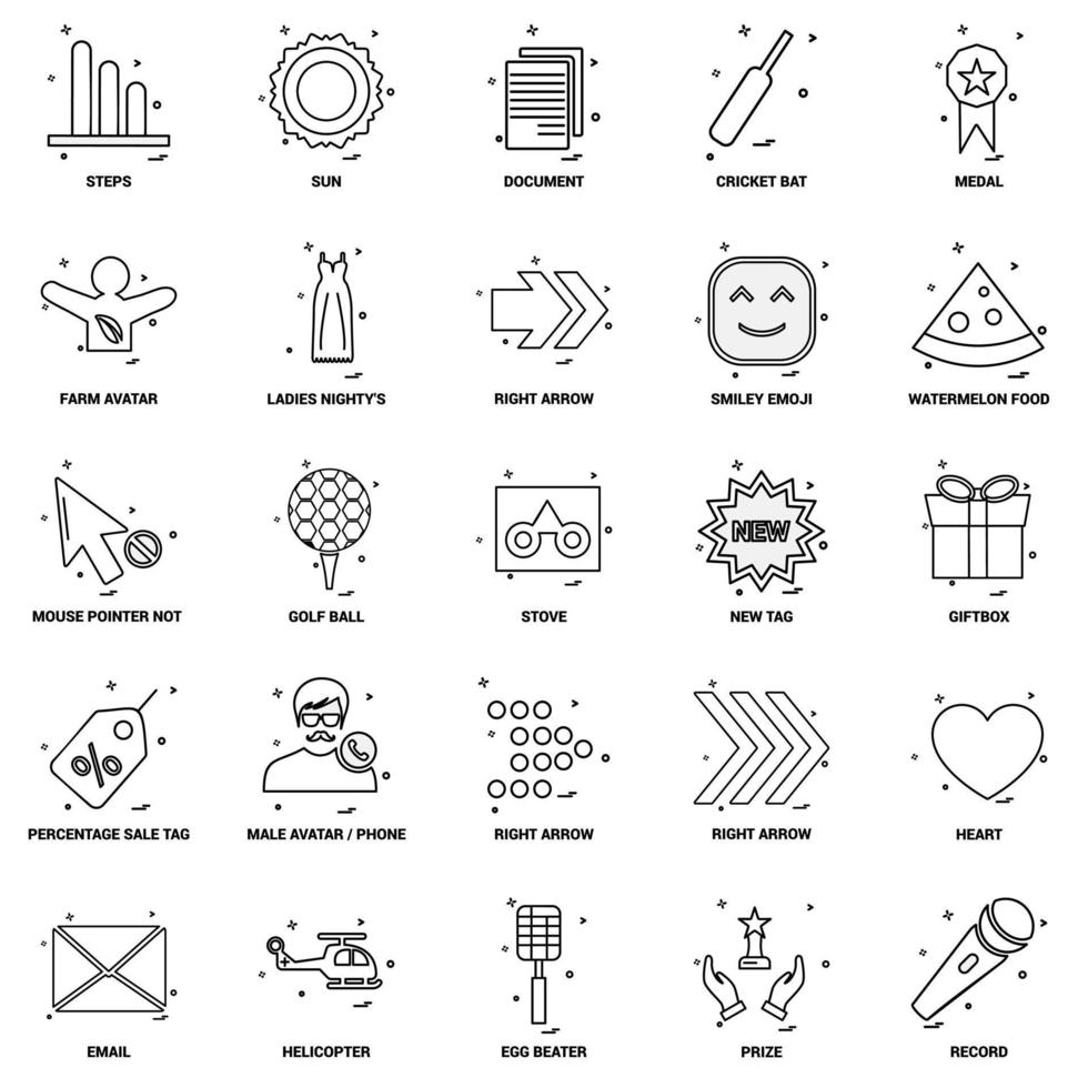 25 Business Concept Mix Line Icon set vector