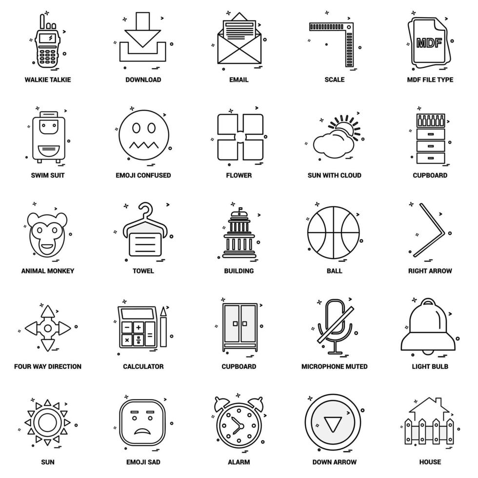 25 conjunto de iconos de línea de mezcla de concepto de negocio vector