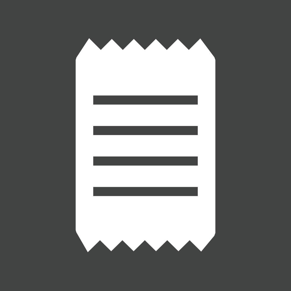 Receipt Glyph Inverted Icon vector