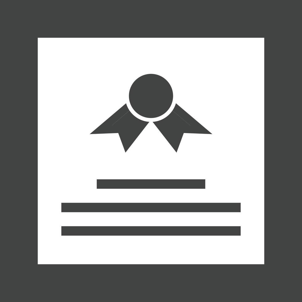 Certificate Glyph Inverted Icon vector