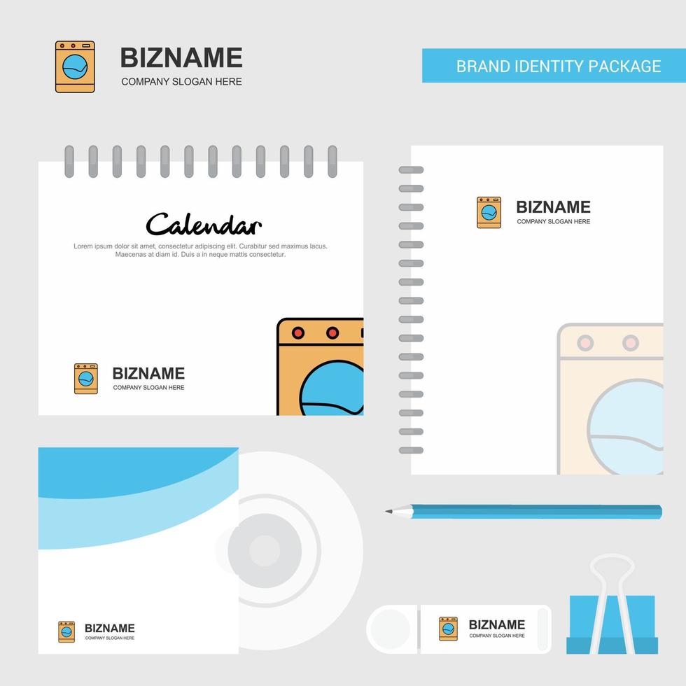 Washing machine Logo Calendar Template CD Cover Diary and USB Brand Stationary Package Design Vector Template