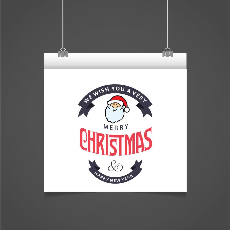 diseño de tarjeta de saludos de navidad con vector de fondo gris