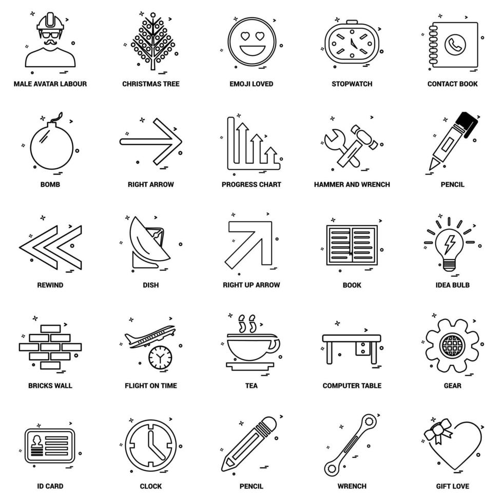 25 Business Concept Mix Line Icon set vector