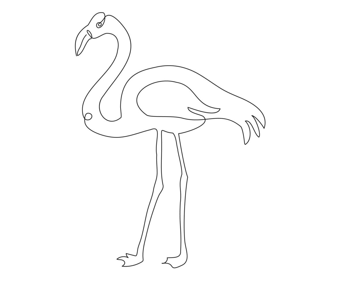 flamingo hand-drawn in a minimalist style, in the technique of one line ...