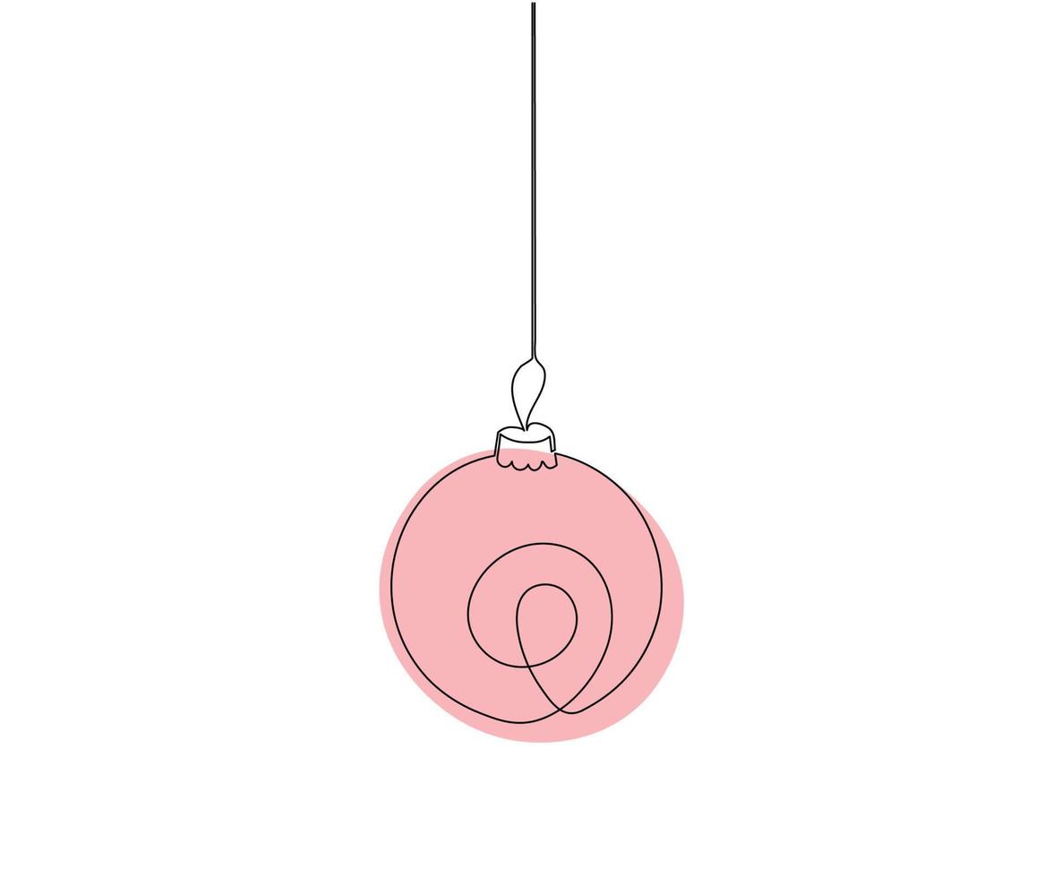 juguete de árbol de navidad dibujado a mano al estilo de arte de una línea, minimalismo vector